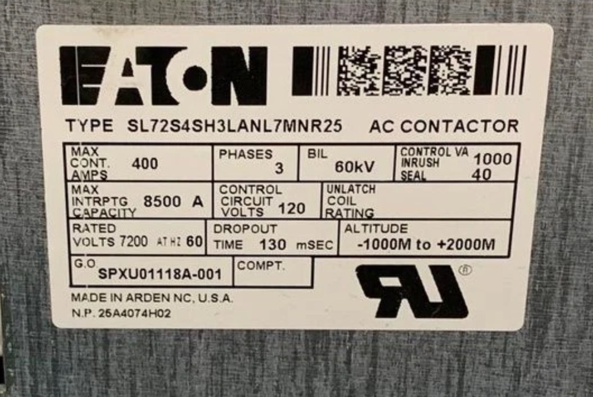 EATON SL72S4SH3LANL7MNR25 VACUUM CONTRACTOR
