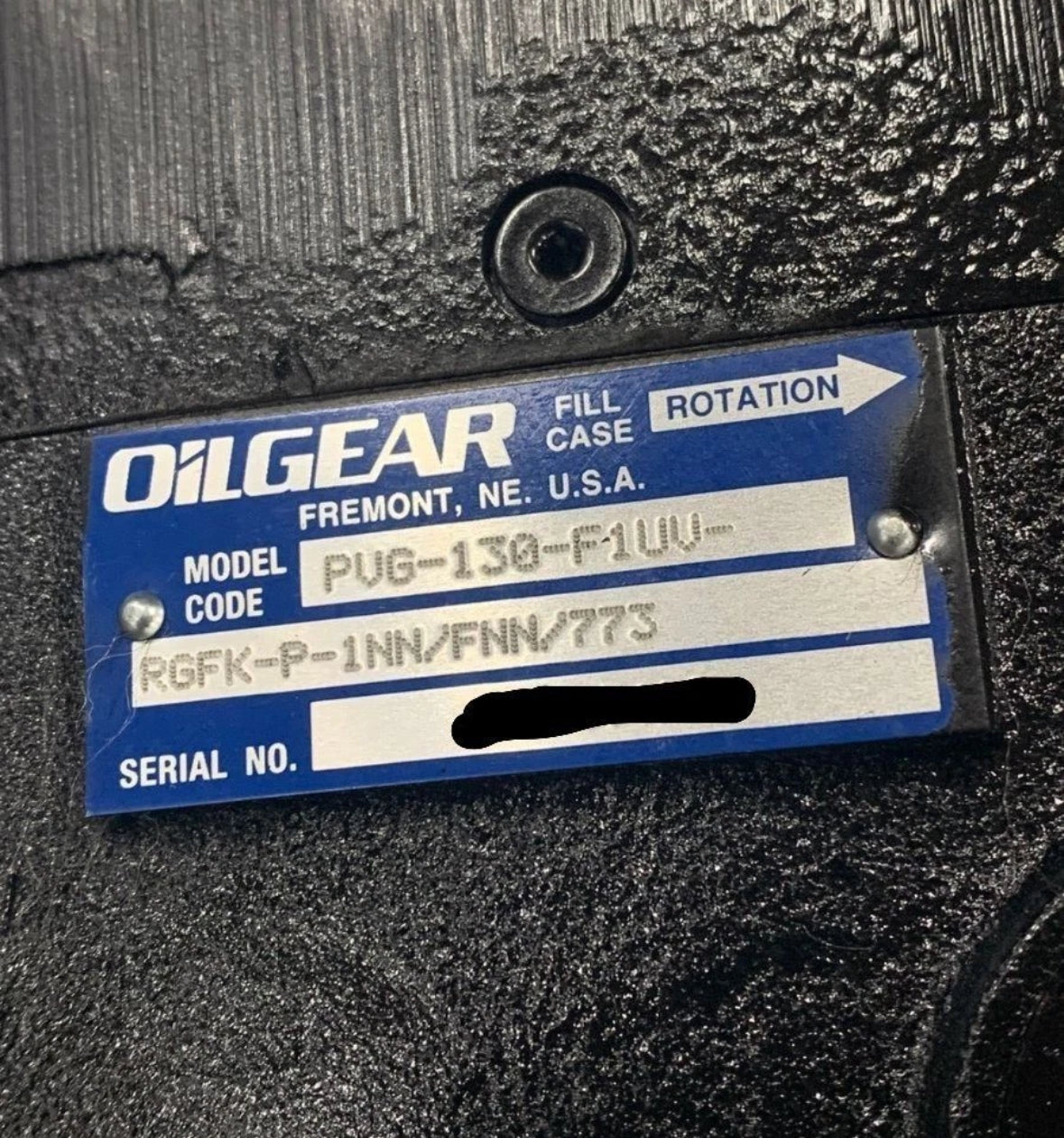 PVG-130-F1UV-RGFK-P-1NN/FNN/773 Oilgear
OILGEAR PUMP