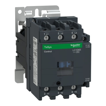 Schneider Electric LC1D65BD Non-Reversing Contactor, 24VDC, 65A, 3-Pole, DIN Rail, TeSys D Series