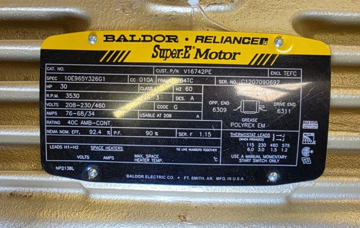 Goulds V16742PE eSV & SSV Baldor Vertical Motor 284TC Frame Size, 30 HP, 208-230/460 Volt, Three Phase, 3500 RPM