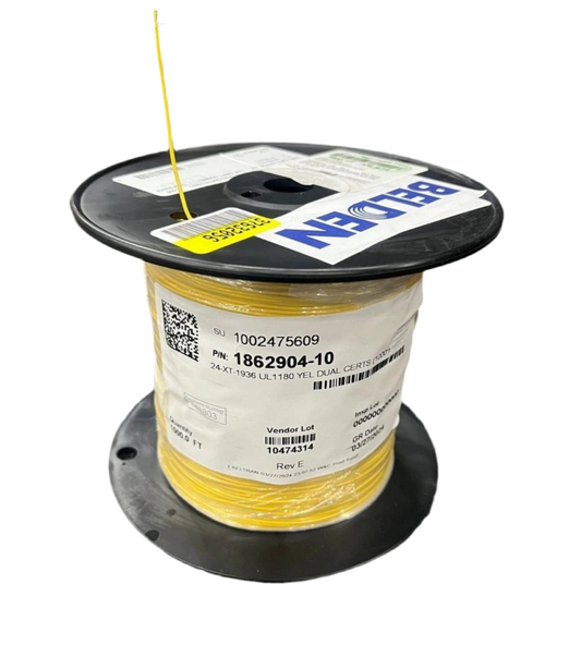 Belden 83023 0041000 Hook-Up Wire, 24 AWG, 19x36, SC, Yellow TFE Ins, +200C, 300V