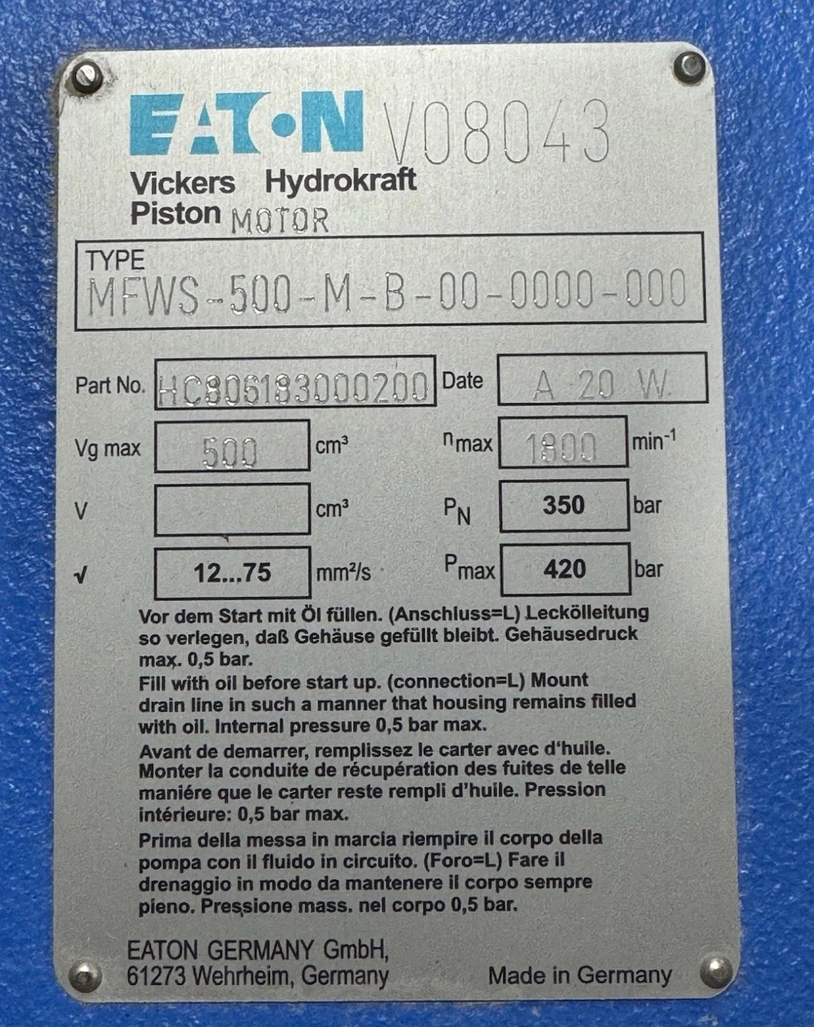 HYDROKRAFT MFWS-500 HC806183000200