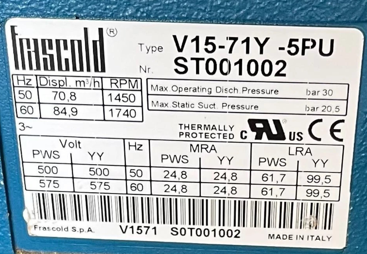Compressor semi-hermetic piston Frascold V15-71Y-5PU
