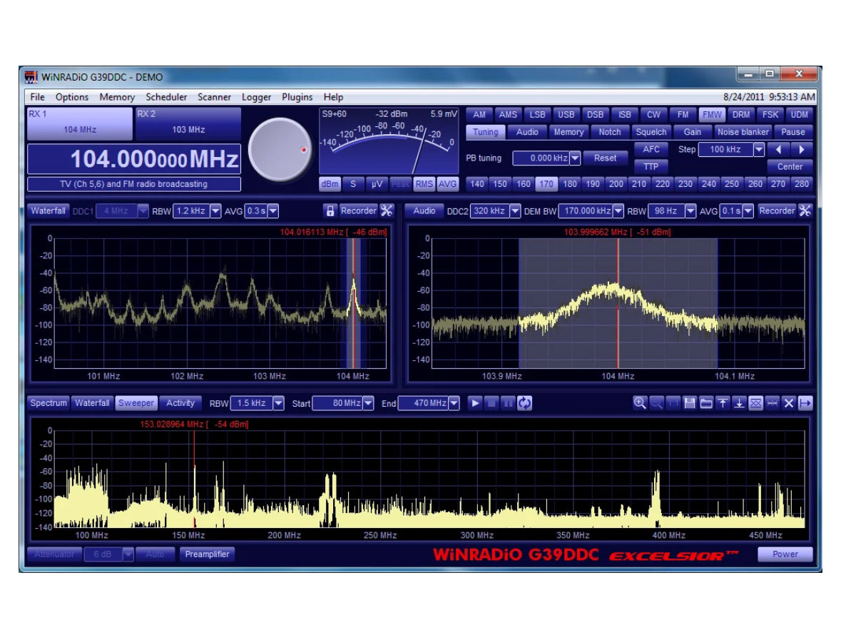 WINRADIO WR-G39DDCE 'EXCELSIOR' HF, VHF, UHF, SHF SOFTWARE-DEFINED RECEIVER IS A VERSATILE AND HIGH-PERFORMANCE DEVICE
