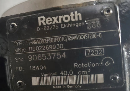 Bosch Rexroth R902269930
Model : A6VM080EP5D1P001C/65AWV0C4S72DU-0