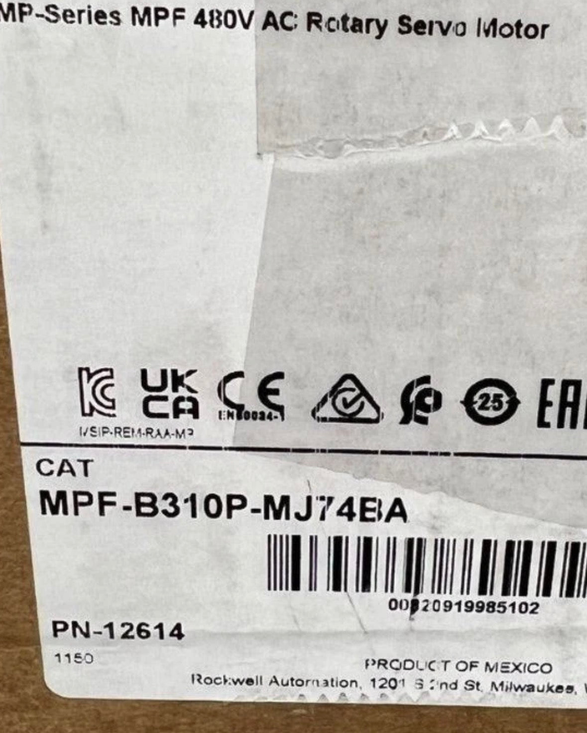 Allen Bradley MPF-B310P-MJ74BA Servo Motor PN-12614