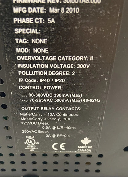 GE MULTILIN 469 MOTOR MANAGEMENT RELAY NEW 90-300VDC/70-265VAC, ENHANCED DISPLAY
General Electric 469-P5-HI-A20-E