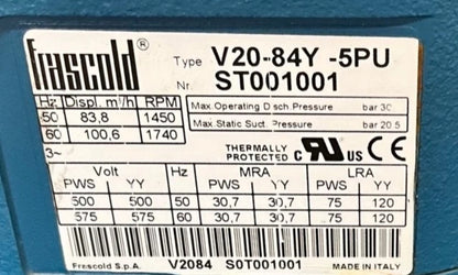 Compressor semi-hermetic piston Frascold V20-84Y-5PU