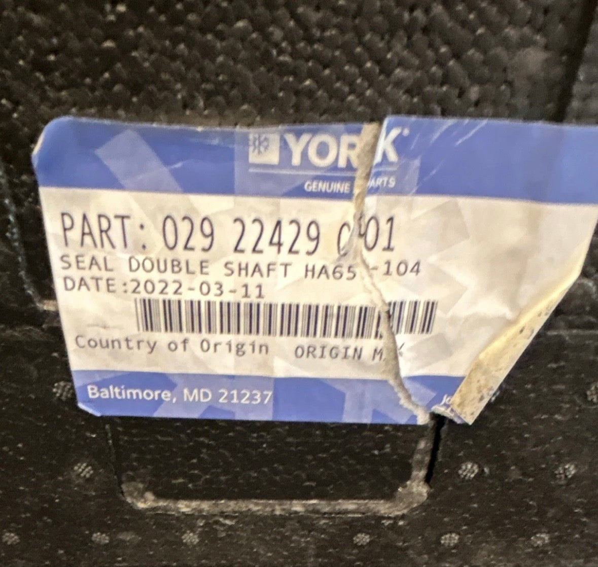 York 029-22429-001 Double Seal Shaft HA65-104