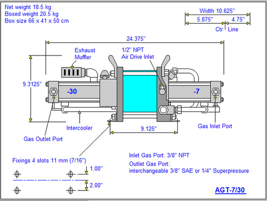 Haskel AGT-7/30 Two Stage Air Driven Gas Booster D568449