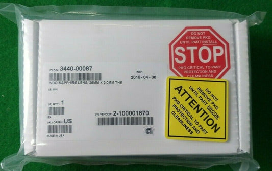 Applied Materials 3440-00087 WOO SAPPHIRE LENS, 25MM x 2.0MM THK, NEW